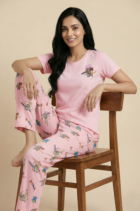 Zivame Toy Story Knit Poly Pyjama Set - Crystal Rose — image 2